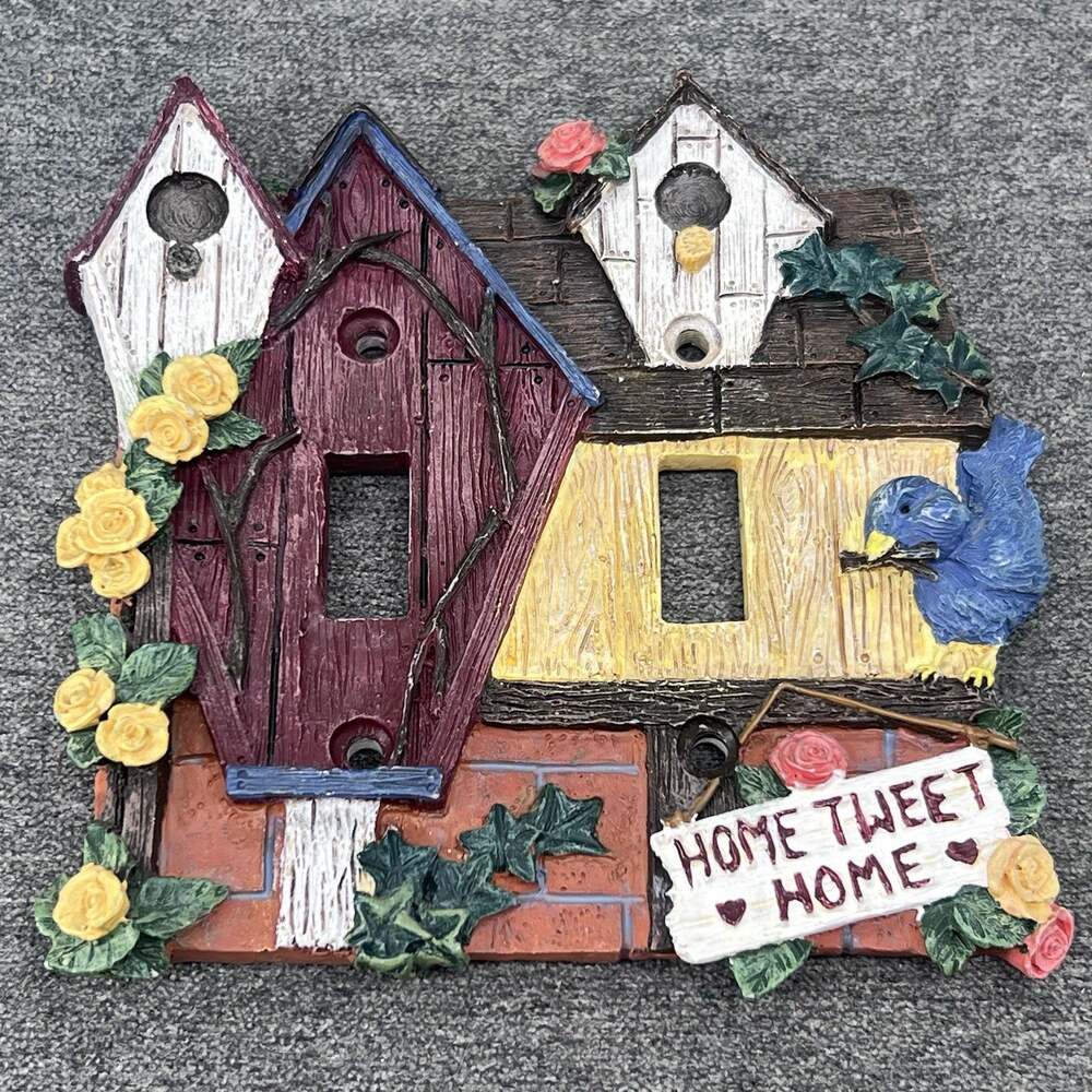 Vintage Home Tweet Home Birdhouse Light Switch Cover Plate Double Toggle Decor